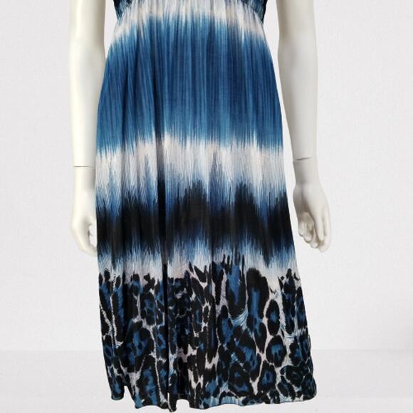 Romantic Sini Woman's Black & Blue Knee-Length Sun Dress Size: Medium, New - Picture 5 of 8